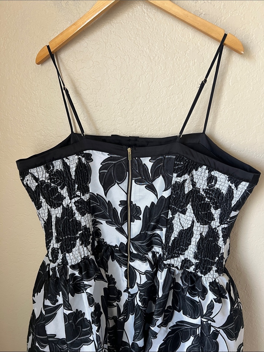 Anthropologie maeve black & white floral jacquard drop waist full cocktail dress - Picture 7 of 12